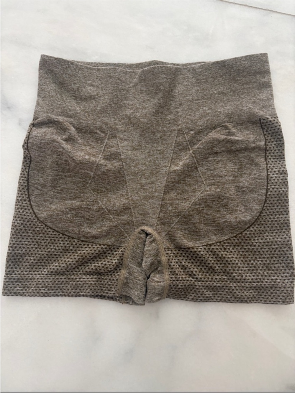 High-Waist Seamless Athletic Shorts in Taupe